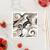 Serviette En Papier Déversement - Taupe, noir et blanc (En situation)