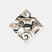 Serviette En Papier Déversement - Taupe, noir et blanc (Coin)