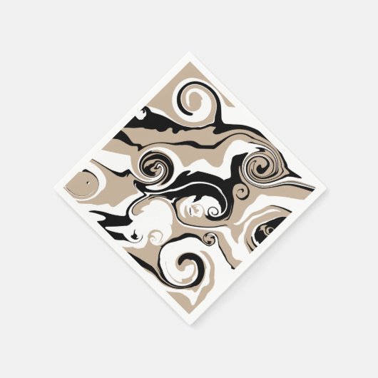 Serviette En Papier Déversement - Taupe, noir et blanc (Coin)