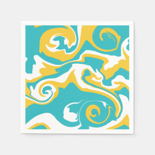 Serviette En Papier Déversement - Turquoise et Jaune