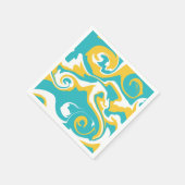 Serviette En Papier Déversement - Turquoise et Jaune (Coin)