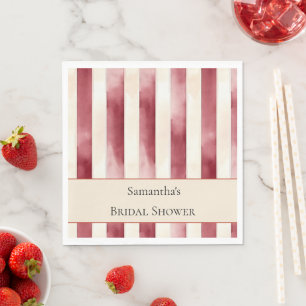 Serviette En Papier Déversoir de mariage rayures crème rouge Bourgogne