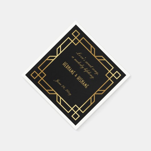 Serviette En Papier Devis-cadre classique en or noir personnalisé (Coin)