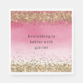 Serviette En Papier Devis de Parties scintillant Gold Sparkle Pink Omb (Devant)