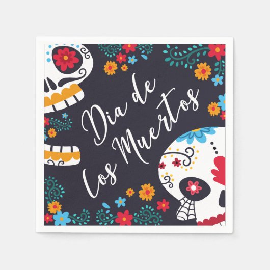 Serviette En Papier Dia de los Muertos coloré | Serviette de table (Devant)