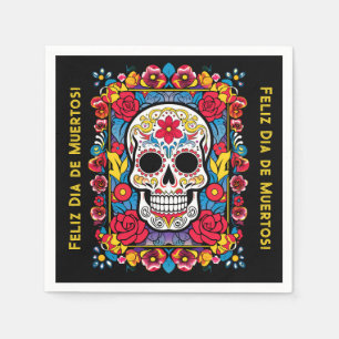 Serviette En Papier Dia de Muertos Crâne de sucre