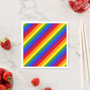 Serviette En Papier Diagonal Rainbow Stripe Motif LGBT Pride Party