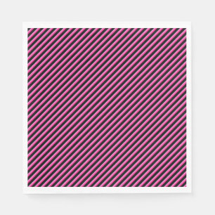 Serviette En Papier Diagonale rose chaud et noire