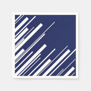 Serviette En Papier Diagonales - Bleu et Blanc