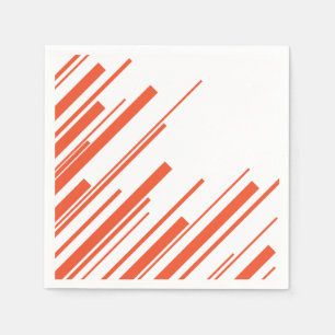 Serviette En Papier Diagonales en orange et blanc