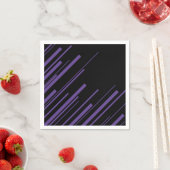 Serviette En Papier Diagonales en violet et noir (En situation)