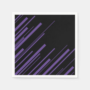 Serviette En Papier Diagonales en violet et noir