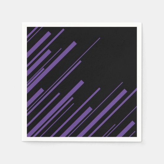 Serviette En Papier Diagonales en violet et noir (Devant)
