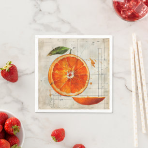 Serviette En Papier Diagramme Vintage orange