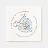 Serviette En Papier Diamant 60e Anniversaire coeur art nom serviettes (Devant)