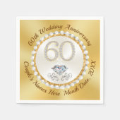 Serviette En Papier Diamant étonnant, 60e anniversaire Mariage serviet (Devant)