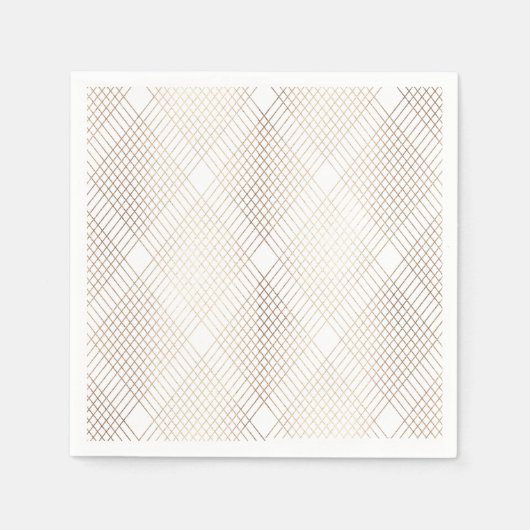 Serviette En Papier Diamant Géométrique Blanc Mariage d'or Table (Devant)