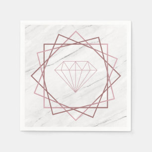 Serviette En Papier Diamant géométrique en marbre d'or rose