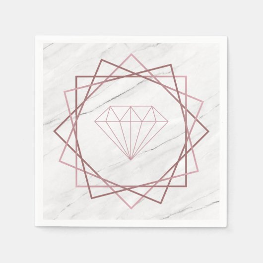 Serviette En Papier Diamant géométrique en marbre d'or rose (Devant)