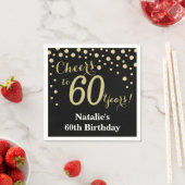 Serviette En Papier Diamant noir et or 60e anniversaire (En situation)