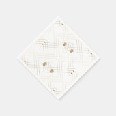 Serviette En Papier Diamant Or Blanc Géométrique Mariage Gatsby (Coin)