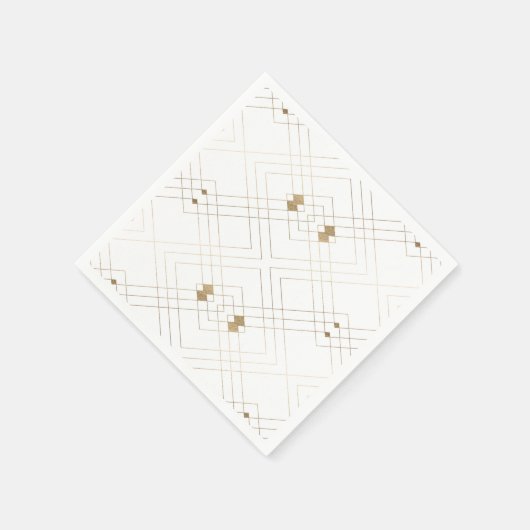 Serviette En Papier Diamant Or Blanc Géométrique Mariage Gatsby (Coin)