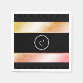 Serviette En Papier Diamante Monogramme Aquarelle Rose or Motif (Devant)