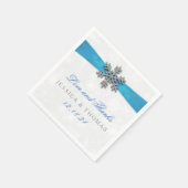 Serviette En Papier Diamante Snowflake & Blue Ribbon Mariage d'hiver (Coin)