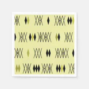 Serviette En Papier Diamants de l'ère atomique rétro Motif Chartreuse