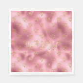 Serviette En Papier Diamants de Parties scintillant rose or (Devant)