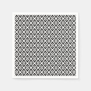 Serviette En Papier Diamants médiévaux - noir et blanc