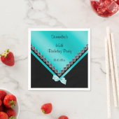 Serviette En Papier Diamants mousseux et Bow Turquoise 65e anniversair (En situation)