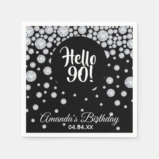 Serviette En Papier Diamants noirs 90e anniversaire (Devant)