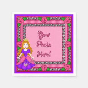 Serviette En Papier Diamants princes FR01-Pink-BL-PAPIER NAPKINS