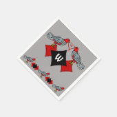 Serviette En Papier Diamants rétro, Oiseaux et vers cardiaques_Monogra (Coin)