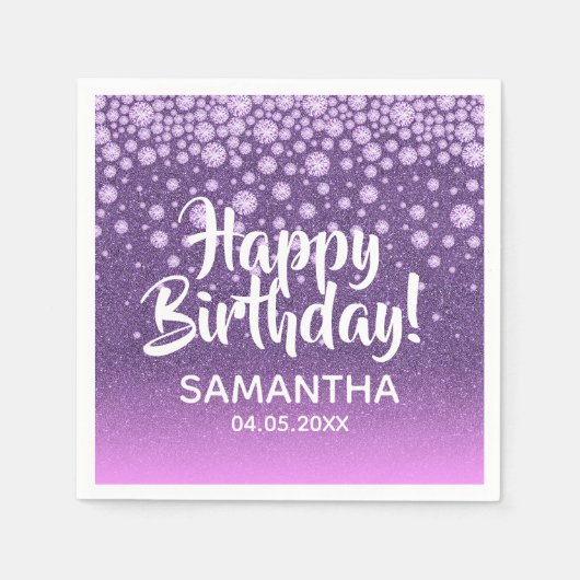 Serviette En Papier Diamants roses violet rose parties scintillant Joy (Devant)
