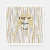 Serviette En Papier Diamond Champagne Glass Happy New Year Silver Gold (Devant)
