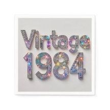 Diamond Decades : Vintage 1984 Cocktail Napkin