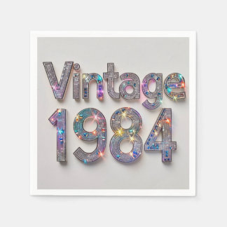 Serviette En Papier Diamond Decades : Vintage 1984 Cocktail Napkin