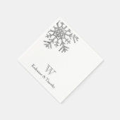 Serviette En Papier Diamond Flocon de neige Mariage d'hiver Monogramme (Coin)