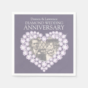 Serviette En Papier Diamond Mariage Anniversaire de coeur photo servie