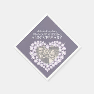 Serviette En Papier Diamond Mariage Anniversaire de coeur photo servie