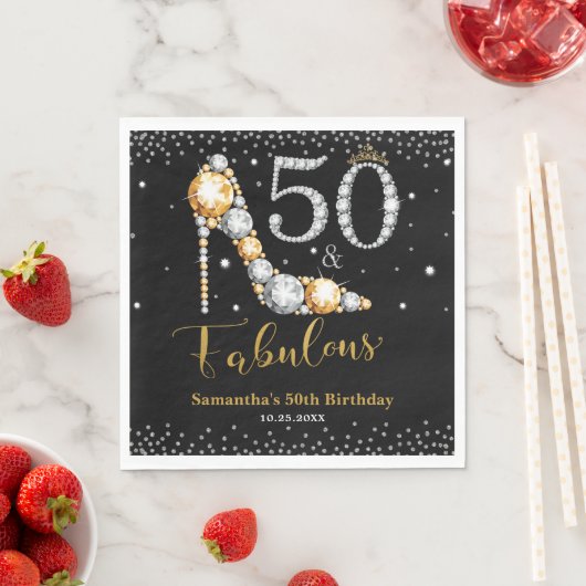 Serviette En Papier Diamond Parties scintillant Cinquante et fabuleux  (En situation)