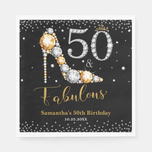Serviette En Papier Diamond Parties scintillant Cinquante et fabuleux  (Devant)