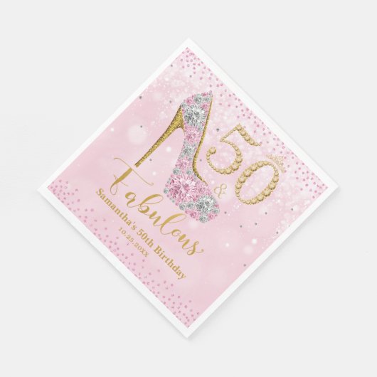 Serviette En Papier Diamond Parties scintillant Cinquante et fabuleux  (Coin)