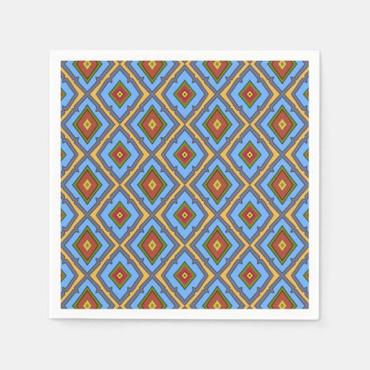 Serviette En Papier Diamond Pattern Blue Red Yellow Green  (Devant)