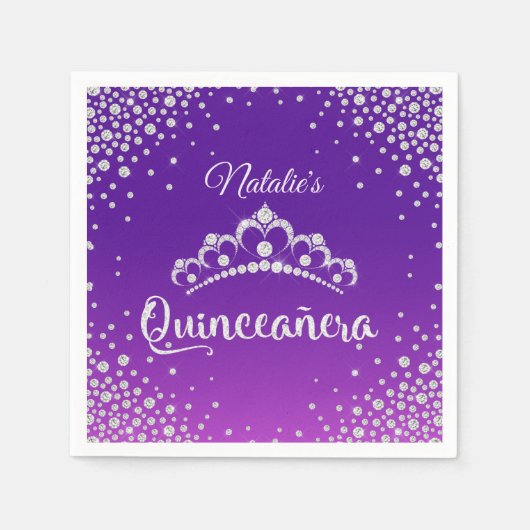 Serviette En Papier Diamond Tiara Crown Quinceanera personnalisée (Devant)