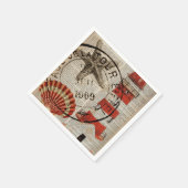 Serviette En Papier dictionnaire estampes art côtier seashell phare (Coin)