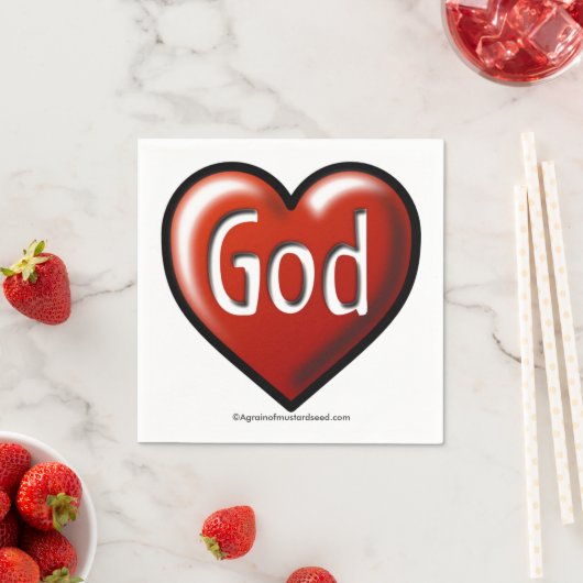 Serviette En Papier Dieu aime coeur (En situation)