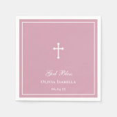 Serviette En Papier Dieu Béni Croix Fille Baptême (Devant)
